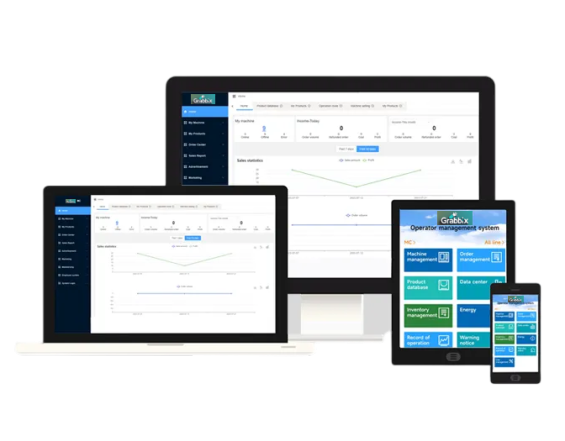 Grabbix cloud management dashboard showing real-time sales analytics and inventory tracking