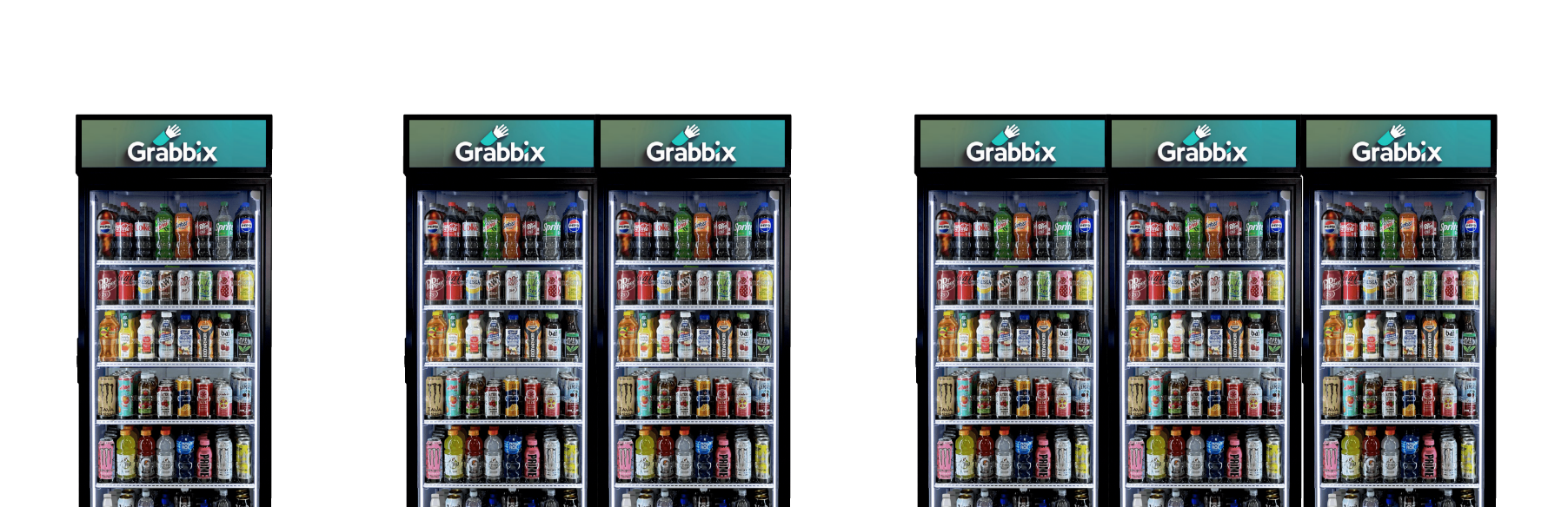 Grabbix smart store modular configurations - single, double, and triple unit layouts